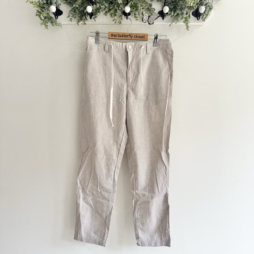 Men’s Intimissimi Uomo Linen Beige Drawstring Pants Beach New Small LD